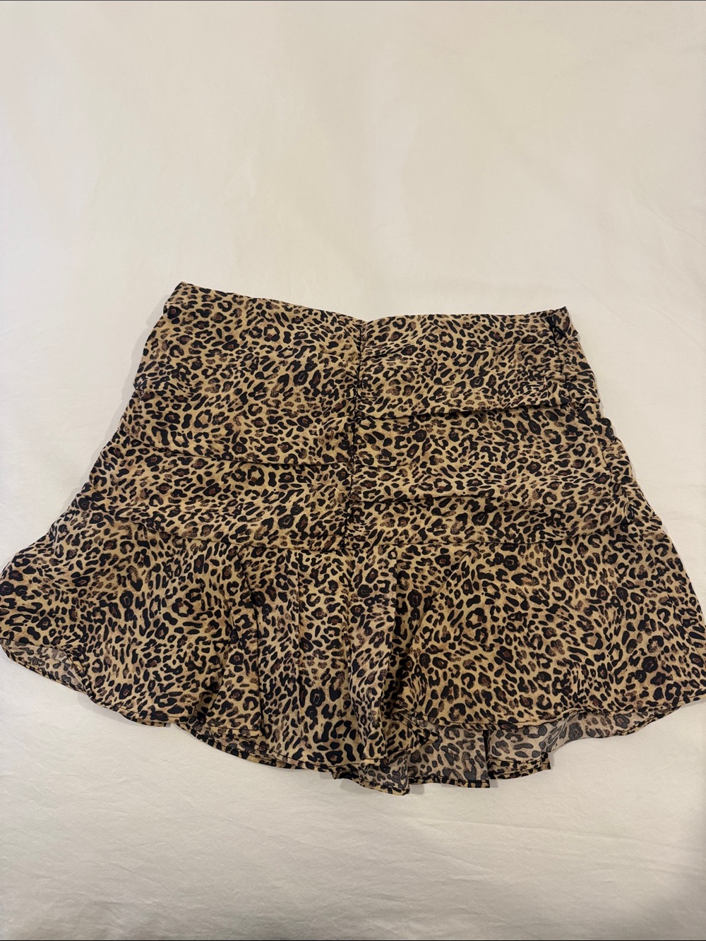 Zara Leopard Print Ruffle Mini Skirt - Brown & Black - never worn
